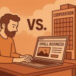 small business owner using website to compete with big corporation